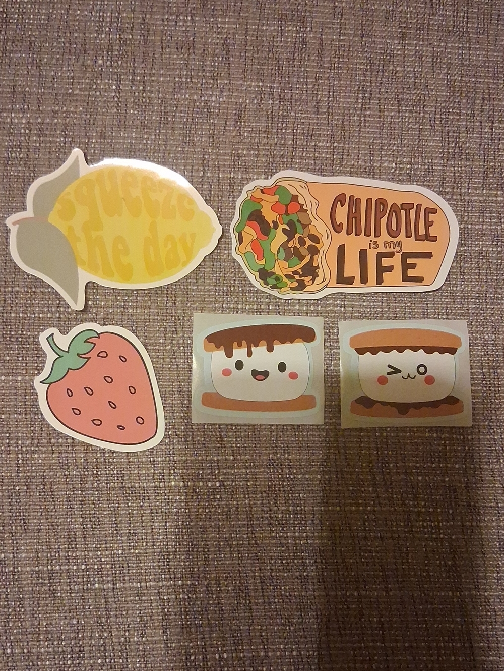 Cute Food-Themed Kids Sticker Pack - Yellow, Pink, Brown